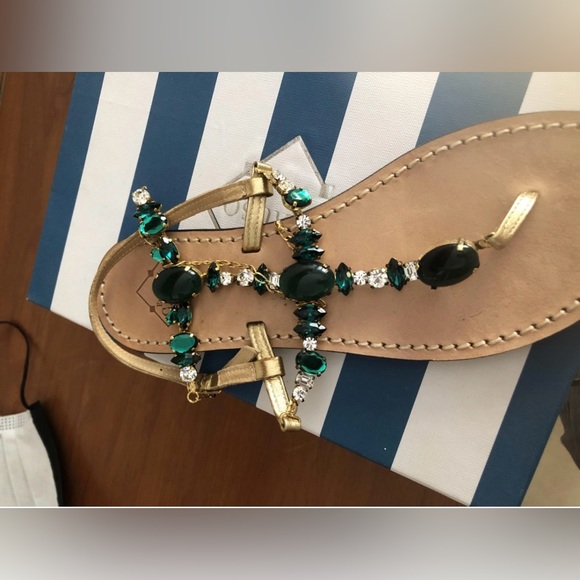 Emanuela Caruso Capri stunning green jewel sandals size 39 fit 8.5 US - Picture 4 of 13
